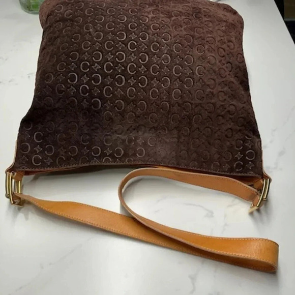 CELINE Macadam Brown Suede Leather Shoulder Bag EUC - Picture 7 of 16